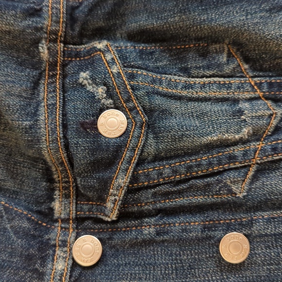 Rag & Bone Jean Distressed Dark Blue Women's Denim Button Vest Jacket Top Sz XS - Picture 8 of 10